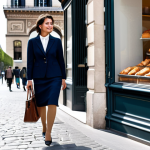 핑크퐁 캐릭터 심리 분석 - **
A professional-looking Parisian woman, fully clothed in a stylish yet modest business suit (skir...
